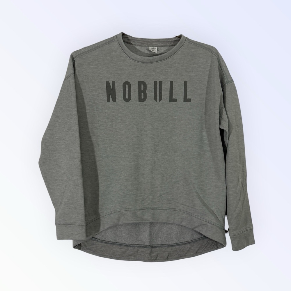 NO BULL Fleece Sweatshirt Womens Gray Fleece Activewear Crew Neck SMALL
